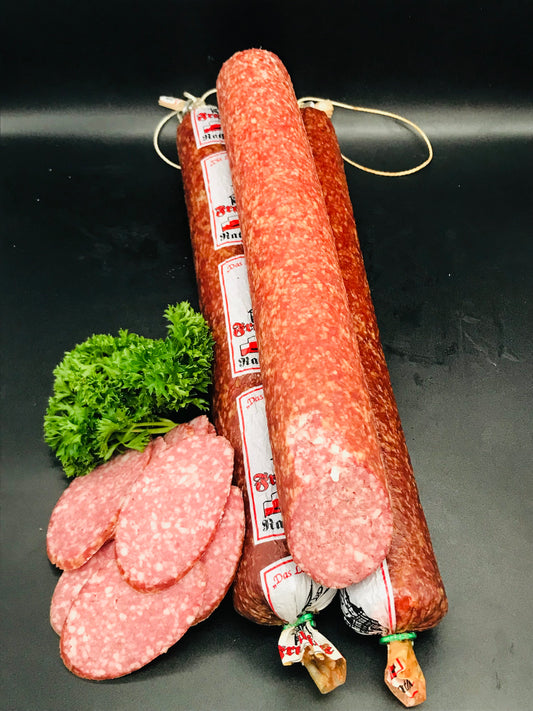 Rathaussalami mit Knoblauch – Mild gewürzt & mit Rotwein verfeinert ca. 500g